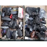Two Boxes of Pentax & Other Miscellaneous Cameras. Including Pentax MG with Pentax 50mm f1.