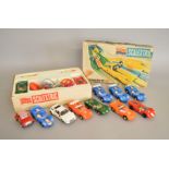 Rare Scalextric YS-200 You-Steer set and 10 other 1970's Scalextric cars,