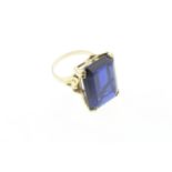 A 9ct H/M large blue stone ring, stone approx 22mm x 16mm x 8.2mm, approx weight 11.7gms.