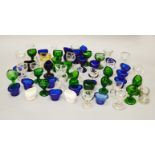 A collection of Victorian and early 20th Century eyebaths including 20 blue exampls, 22 clear,