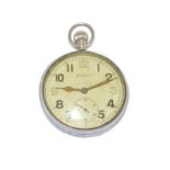 A WW2 nickel cased top-wind Helvetia GSTP pocket watch, with undamaged dial,