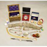 A mixed lot of costume jewellery, coins etc.