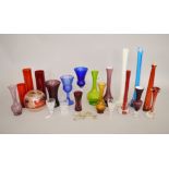 A mixed lot of glassware, mostly 20th Century, including vases, goblets and water jugs.