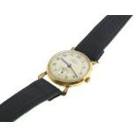 A 9ct H/M Hefix manual-wind gents wristwatch, with clean uncracked dial on a later leather strap,