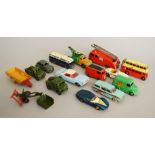 A small quantity of unboxed, play worn Dinky Toys diecast models, including a 'Cydrax' Trojan Van,