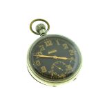 ROLEX - A nickel military top-wind Rolex pocket watch, dial & movement signed,