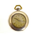 An Art Deco silver pocket watch import H/M Glasgow 1931, with uncracked silvered dial,