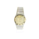 OMEGA - A gents bi-metal automatic Omega constellation chronometer wristwatch, glass case back,