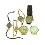 A quantity of six 9ct gold wristwatches,