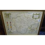 A John Speede hand coloured map of Devonshire