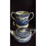 A large two handled loving cup, Spode Italian pattern, and a similar tea pot