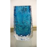 A kingfisher blue Whitefriars coffin vase approx 13cm