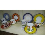 A set of 6 Wedgwood limited edition Clarice Cliff collection 'Cafe Chic' coffee cans and saucers-