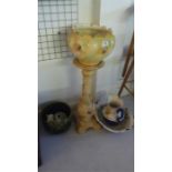 A Victorian jug and bowl set 'Burton' (Bowl restored), along with a jardiniere on stand and one