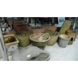 A quantity of various garden pots, ornaments etc.