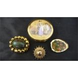 A Victorian 9ct gold brooch, compact etc.