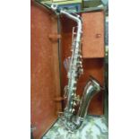 A vintage saxophone in case