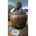 A pottery tobacco jar and lid, model in the Egyptian style A/F