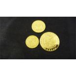 A set of three Limited edition 22ct gold coins commemorating the fourth Centenary of the island of
