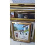 A quantity of 5 various pictures including oils, woolwork etc