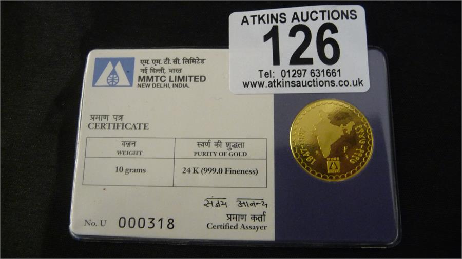 A 24 ct gold proof commemorative coin - 10g