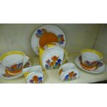 A Wedgwood Clarice Cliff "Tea for Two" limited edition set in the Crocus pattern- certificates in