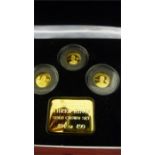 A Ltd Edition set of 3 proof 22ct gold coins "The year of three kings" from the London Mint- total