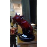 A large ( 24cm) Royal Doulton Flambe seated fox