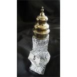 A hallmarked silver topped glass sugar sifter