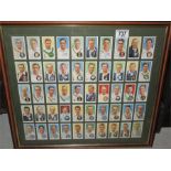 A framed set of Players cricketer cigarette cards