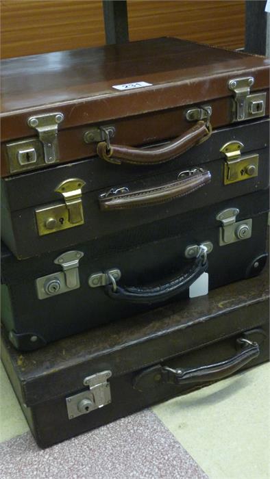 3 various vintage cases with fittings and a briefcase