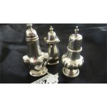 3 hallmarked silver pepperettes