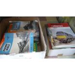 A collection of various Railway magazines in two boxes