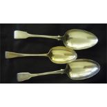 A pair of Georgian serving spoons and one other silver spoon- total weight 159g