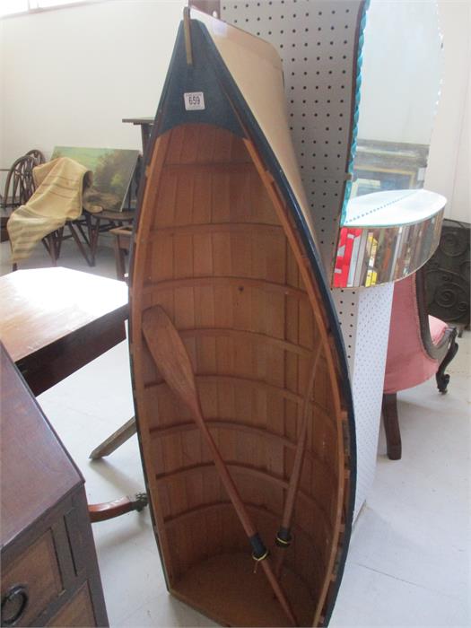 A "model" rowing boat with oars, 4ft 5 inches height