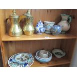 A quantity of mainly Islamic influenced china etc on two shelves