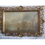 James Salt- signed oil on canvas of fishing boats in Venice contained in a carved Florentine frame (