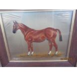 Tim Whitby, a portrait of a horse, reverse painting on glass, signed and dated 1921