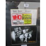 A reproduction "The Who" flyer framed together with a stage photograph