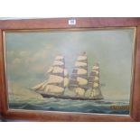 An oil painting on board of a primitive clipper "Flying Cloud" and 3 prints