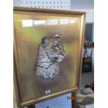A Roger Low Less painting of a leopard signed and dated lower right - Artist resale rights may apply
