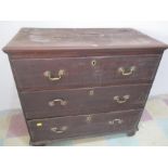 A Georgian oak chest of three drawers A/F