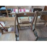 A set of 5 Harlequin country chairs and one cut down version