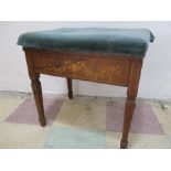 An Edwardian inlaid piano stool