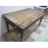 A Victorian pine farmhouse table with single drawer