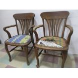 A pair of oak office chairs