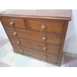 A Victorian oak chest of five drawers