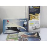 4 model plane self assembly kits including I-I25 Concorde, Cesena 150 Commuter, Piper Cherokee Arrow