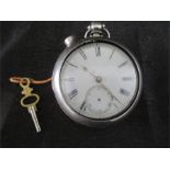 A hallmarked silver fusee pear cased pocket watch