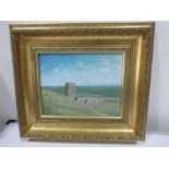 A 20th Century oil on board of a Church signed B Hooper